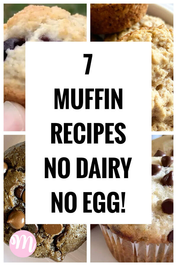 collage of vegan muffins: banana, chocolate, pumpkin, blueberry
