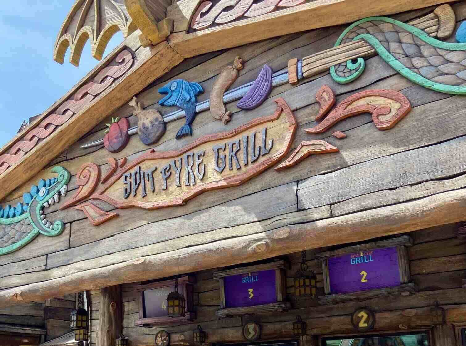 sign at spit fyre grill epic universe